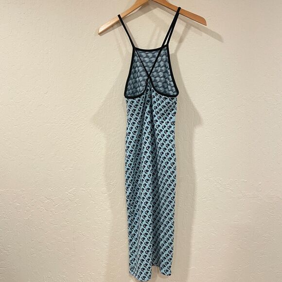 ~ ZARA M/L Halter Dress* Boho Blue Knit Stretch Midi Maxi Festival Beach Summer - Picture 11 of 13